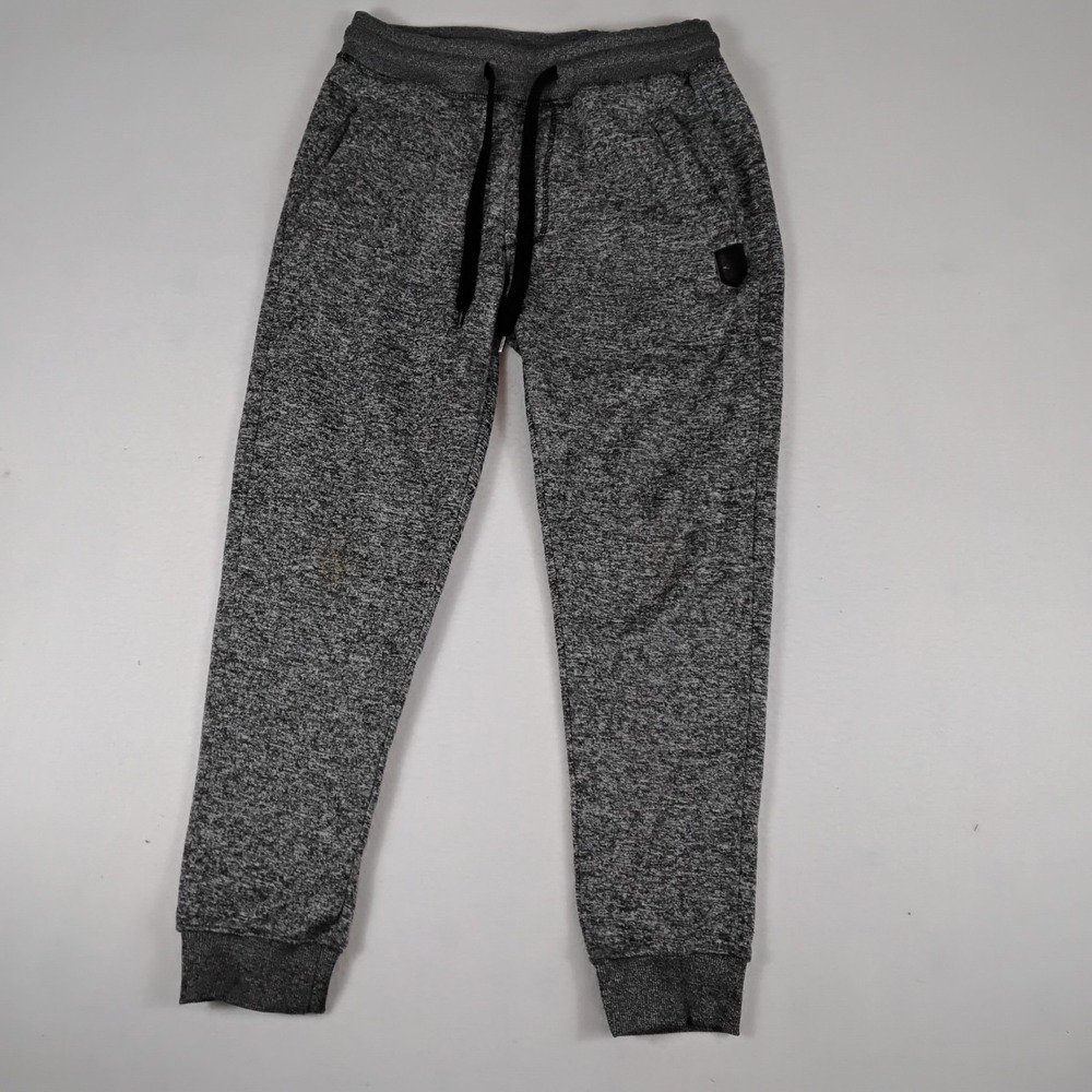 Southpole Mens M Gray Jogger Sweatpants Fleece Drawstring Zip Pockets Streetwear